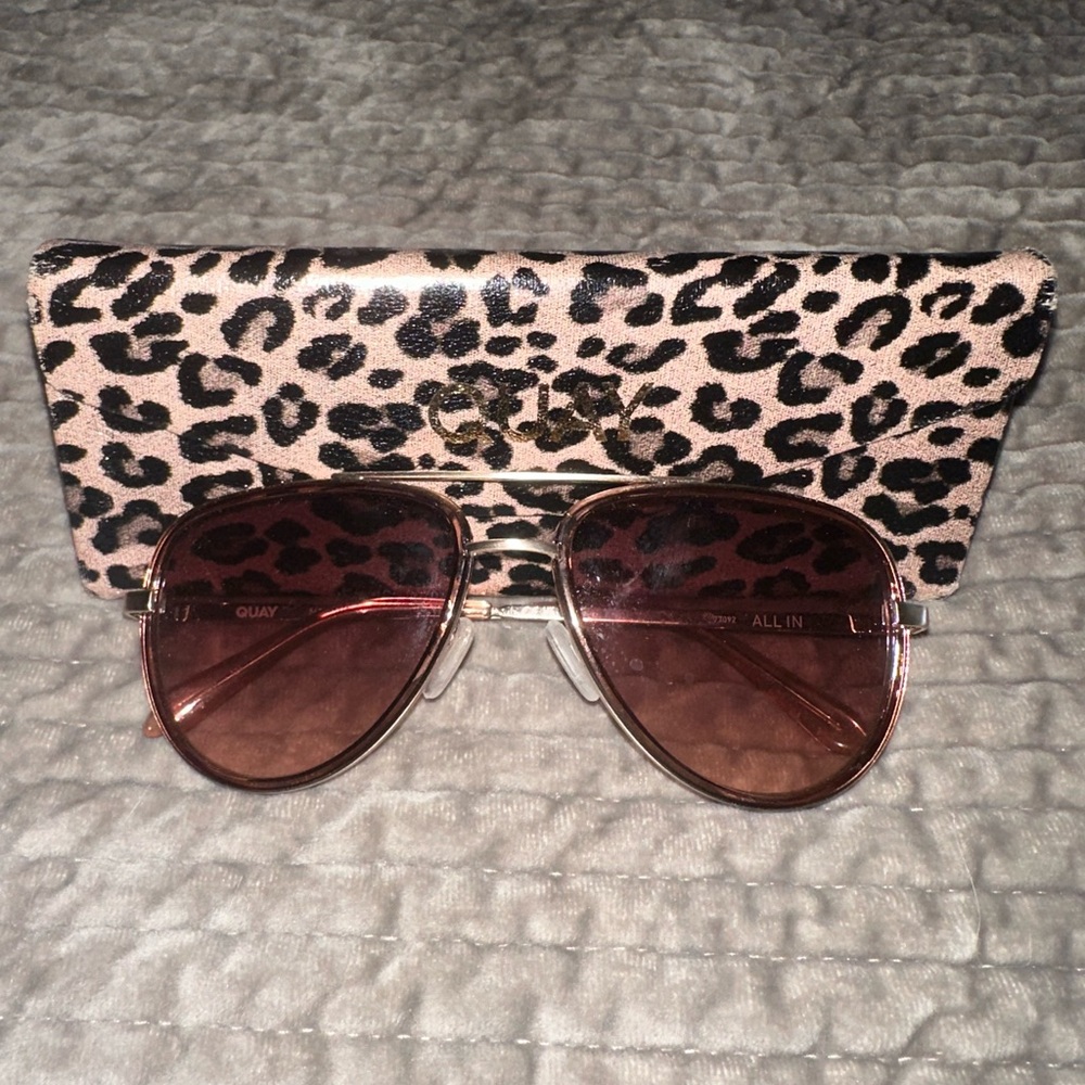 Quay Australia All In Sunglasses with Leopard Case